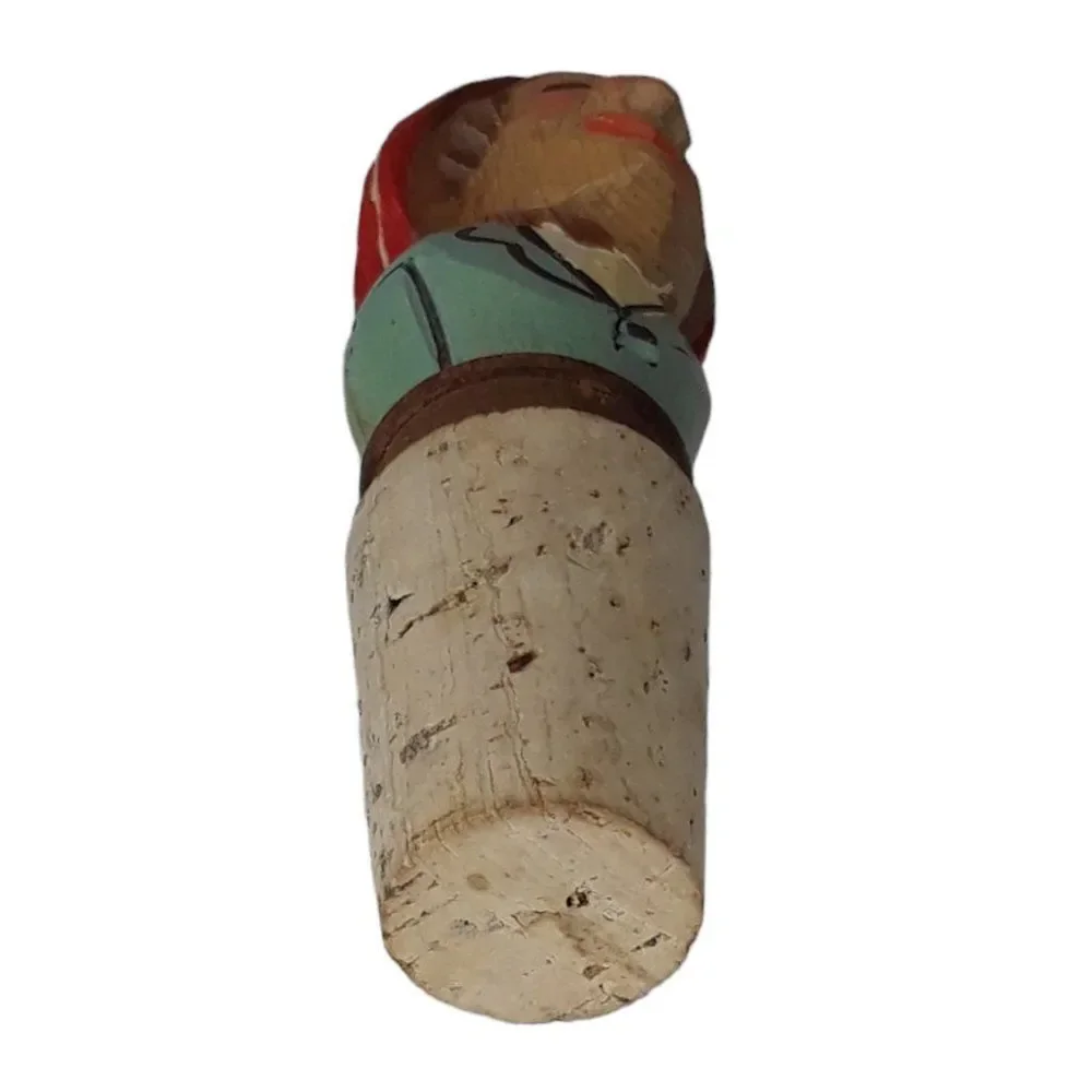Vintage Anri  Hand Carved Man Cork Jug Stopper